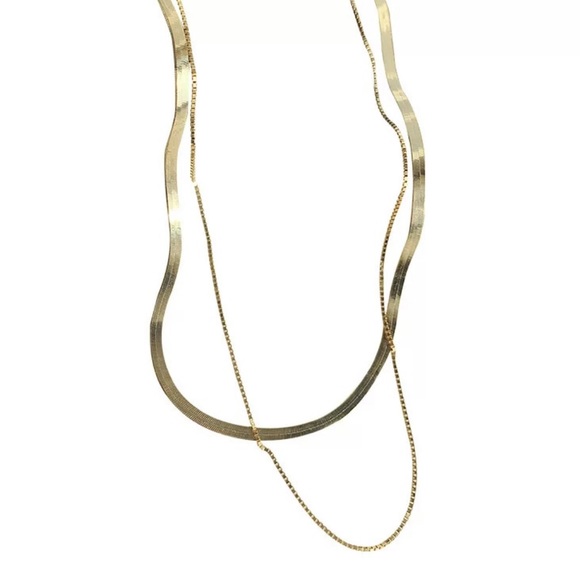 NEW GOLD DOUBLE LAYER 925 STERLING SILVER NECKLACE, NICE NECKLACE, CUTE NECKLACE - Picture 4 of 4